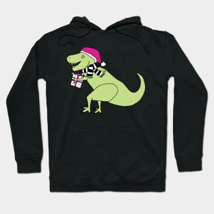 Pink Christmas T-Rex Hoodie